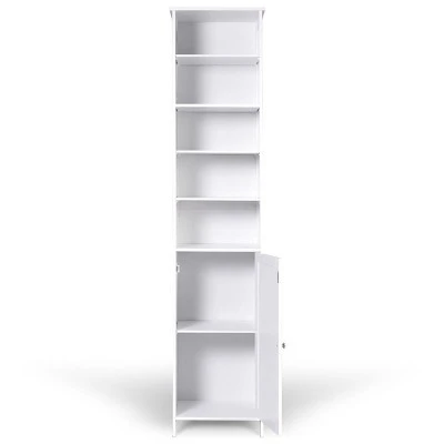 Costway 72''H Bathroom Tall Floor Storage Cabinet Shelving Display GreyWhite - Image 7