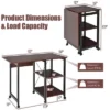 Costway Rolling Computer Desk Folding Writing Office Desk W/ Storage Shelves