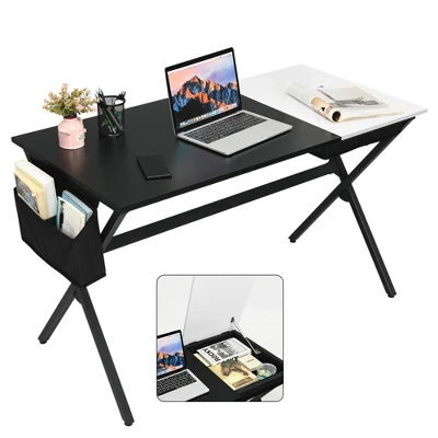 Costway Computer Desk Writing Study Laptop Table W/ Drawer & Storage Bag WalnutBlack - Image 10