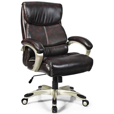 Costway 400LBS Big & Tall High Back Adjustable Swivel Leather Office Chair - Image 11