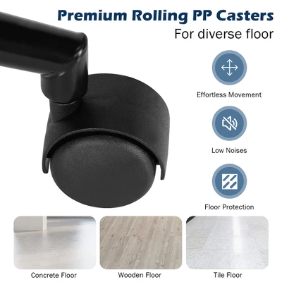 Costway Velvet Home Office Leisure Vanity Chair Armless Adjustable Swivel PinkBlue - Image 8