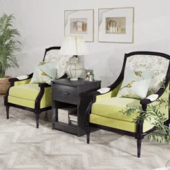 Costway Nightstand With Drawer Storage Shelf Wooden End Side Table Bedroom Brown / Black / Natural