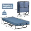Costway Folding Bed With Memory Foam Mattress Portable Rollaway Guest Cot Memory Foam Navy Made In Ital