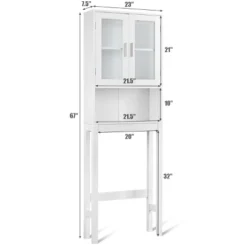 Costway Wooden Over The Toilet Storage Cabinet Spacesaver Organizer Bathroom Tower Rack