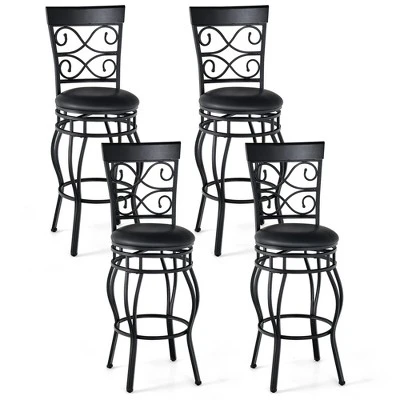 Costway Set Of 2/4 Vintage Swivel Bar Stools 30'' Bistro Upholstered Dining Chairs Black