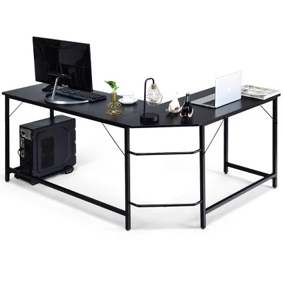Costway L-Shaped Computer Desk Corner Workstation Study Gaming Table Home Office - Image 4