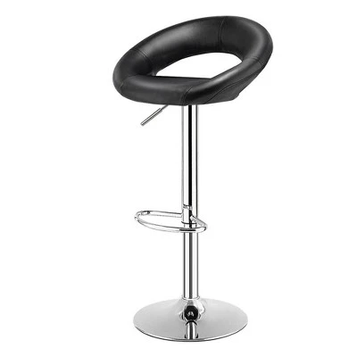 Costway Set Of 4 Adjustable Bar Stools Swivel Pub Chairs Barstools PU Leather White/Black - Image 7