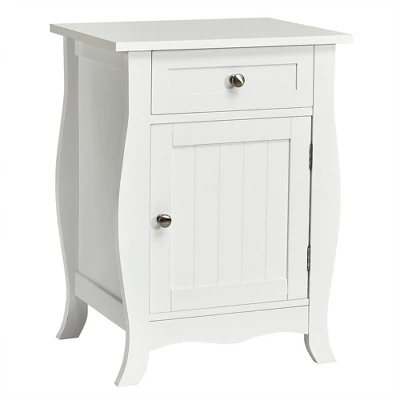 Costway Accent End Table With Drawer Storage Cabinet Wooden Nightstand White - Image 9