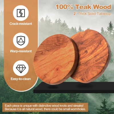 Costway Round End Table Accent Side Table Reclaimed Teak Wood Plant Stand Patio Rustic - Image 5