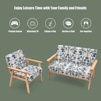 Costway Modern Living Room Sofa Set W/ Loveseat Sofa Couch & Accent Armchair - Image 8