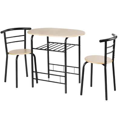 Costway 3 Piece Dining Set Compact 2 Chairs And Table Set With Shelf Storage - Image 5