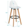 Costway Set Of 2 Mid Century Barstool 28.5" Dining Pub Chair W/Leather Padded Seat White