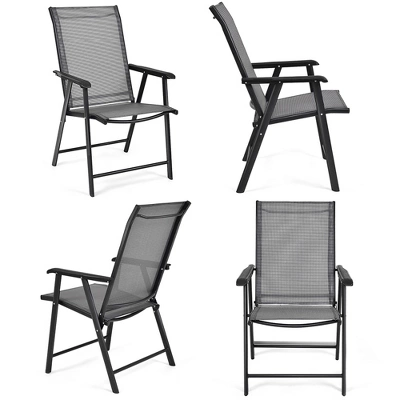 Costway Set Of 4 Outdoor Patio Folding Chairs Camping Deck Garden Pool Beach W/Armrest - Image 6