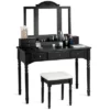 Costway 7 Drawers Vanity Set Dressing Table W/ Tri-Folding Mirror