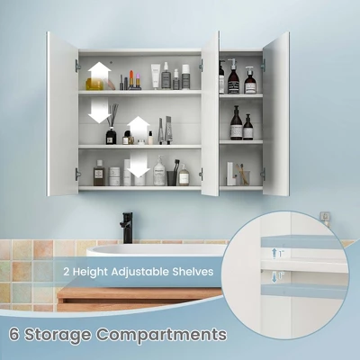 Costway 36" Wide Wall Mount Mirrored Bathroom Medicine Cabinet Organizer Mirror Door - Image 5
