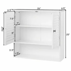 Costway Bathroom Wall Storage Cabinet Double Doors Shelves Kitchen Medicine Organizer