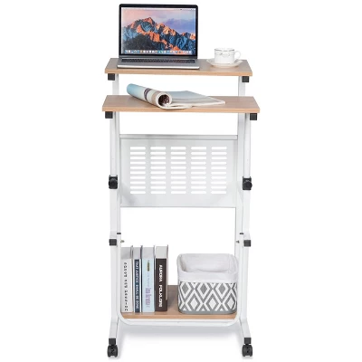 Costway Height Adjustable Computer Standing Desk W/wheels & Footrest - Image 7