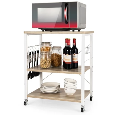 Costway 3-Tier Kitchen Baker's Rack Microwave Oven Storage Cart W/ Hook - Image 11