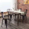 Costway Copper Set Of 4 Metal Wood Counter Stool Kitchen Dining Bar Chairs Rustic Full Back
