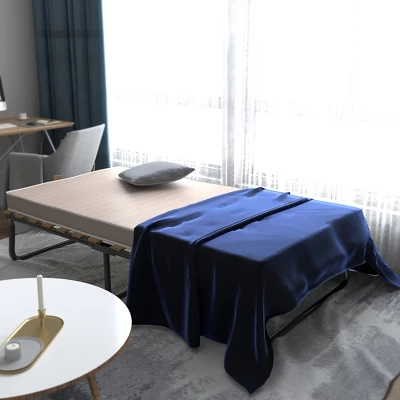 Costway Folding Bed W/Memory Foam Mattress Metal Guest Sleeper Wood Slats Made In Italy - Image 2