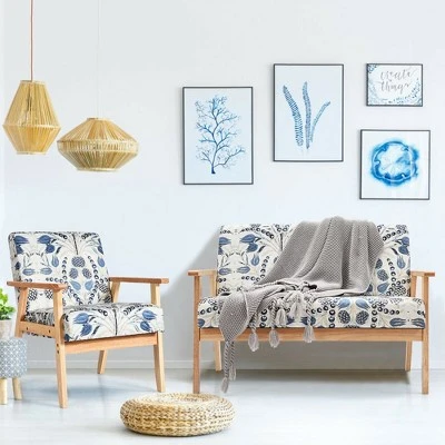 Costway Modern Living Room Sofa Set W/ Loveseat Sofa Couch & Accent Armchair - Image 3