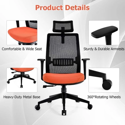 Costway Mesh Office Chair Big Tall Ergonomic Executive Chair Height Adjustable 400 Lbs - Image 8