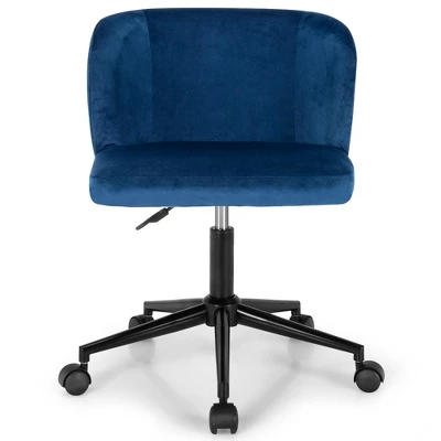 Costway Velvet Home Office Leisure Vanity Chair Armless Adjustable Swivel PinkBlue - Image 9