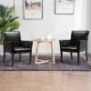 Costway Set Of 2 PU Leather Guest Chairs Reception Side Arm Chairs Upholstered Wood Leg