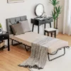 Costway Folding Bed W/Memory Foam Mattress Dust-Proof Bag Rollaway Metal Bed Sleeper Made In Italy