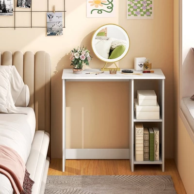 Costway 31.5'' Small Computer Desk Home Office Study Writing Desk With 2 Compartments - Image 4