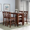 Costway 5PCS Counter Height Pub Dining Table Set W/ Storage Shelves&4 Bar Chairs