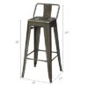 Costway Set Of 4 Metal Bar Stools 30'' Bar Height Barstools Industrial W/ Low Back Gun