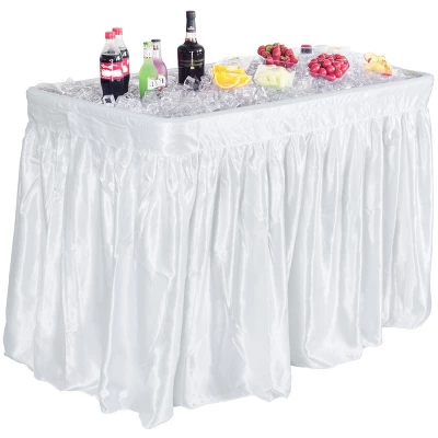 Costway 4 Foot Party Ice Folding Table Plastic With Matching Skirt White - Image 9