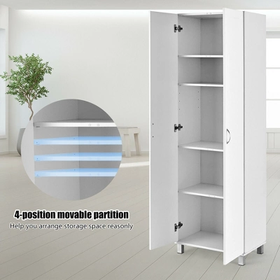Costway 73.5''Double Door Tall Pantry Cabinet Freestanding Versatile Storage Organizer White - Image 9