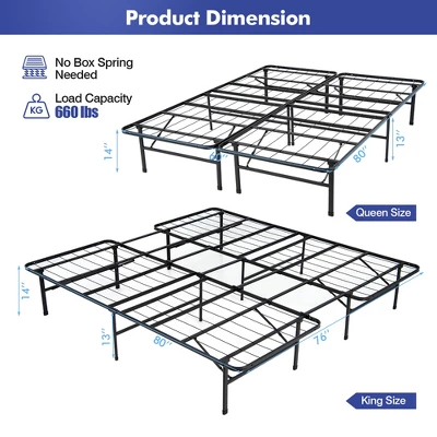 Costway Folding Metal Platform Bed Frame 13 Inch Mattress Foundation 660 LBS - Image 3