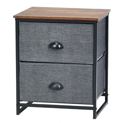 Costway 2 Drawers Nightstand Side Table Storage Unit Display Metal Frame Dorm Room - Image 10