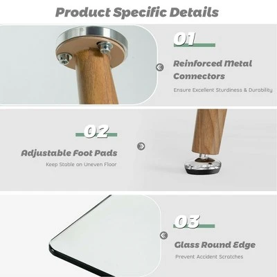 Costway Modern Glass Dining Table Rectangular Dining Room Table W/Metal Legs For Kitchen - Image 8