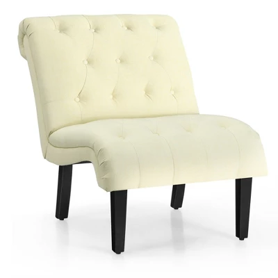 Costway Armless Accent Chair Upholstered Tufted Lounge Chair Wood Leg - Image 12