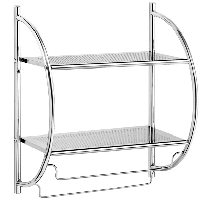 Costway 2 Tier Wall Mount Shower Organizer Toilet Bathroom Storage Rack Holder Towel Bar - Image 7