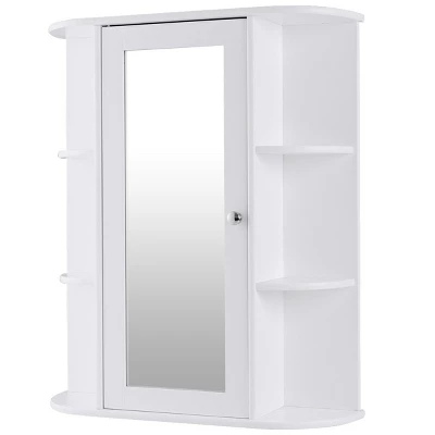 Costway Bathroom Cabinet Single Door Shelves Wall Mount Cabinet W/ Mirror Organizer - Image 5