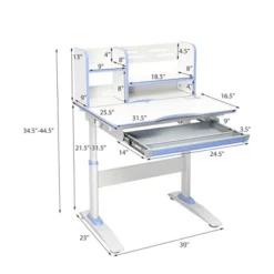 Costway Kids Writing Desk Student Study Table Height Adjustable W/Tilt Desktop