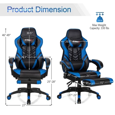 Costway Office Computer Desk Chair Gaming Chair Adjustable Swivel W/Footrest - Image 3