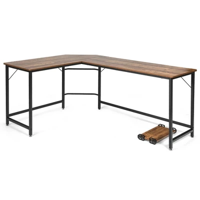 Costway L-Shaped Computer Desk Corner Workstation Study Gaming Table Home Office - Image 8