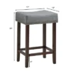 Costway Set Of 2 Nailhead Saddle Bar Stools 24'' Height W/ Fabric Seat & Wood Legs BeigeGray