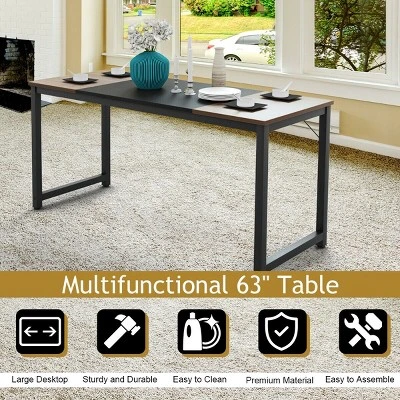 Costway 63'' Dining Table Rectangular Two-Tone Kitchen Table For 6 People W/ Metal Frame - Image 6