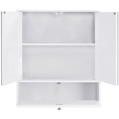 Costway Bathroom Cabinet Medicine Cabinet Double Mirror Door Wall Mount Storage Wood Shelf White - Image 9