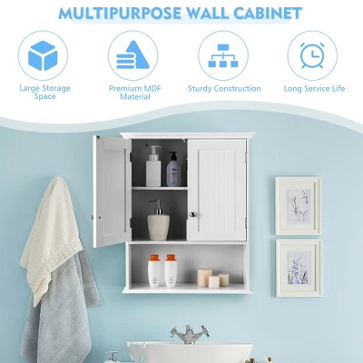 Costway Wall Mount Bathroom Cabinet Storage Organizer Medicine Cabinet White - Image 6