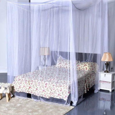 4 Corner Post Bed Canopy Mosquito Net Full Queen King Size Netting Bedding White
