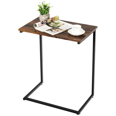 Costway C-shaped End Side Coffee Tray Sofa Table Laptop TV Snack Stand W/ Metal Frame - Image 5