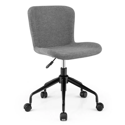Costway Mid Back Armless Office Chair Adjustable Swivel Linen Task Chair - Image 11